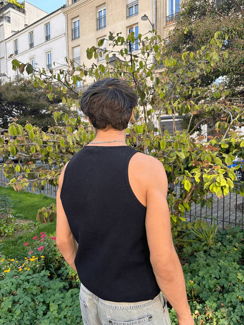 Waffle Tank Top Black