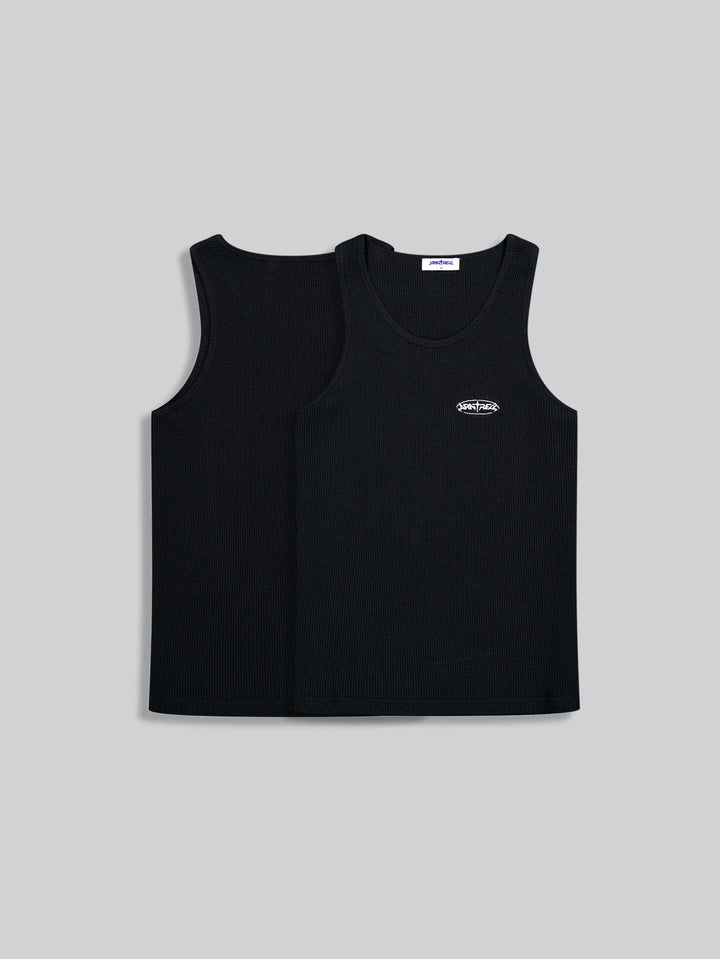 Waffle Tank Top Black